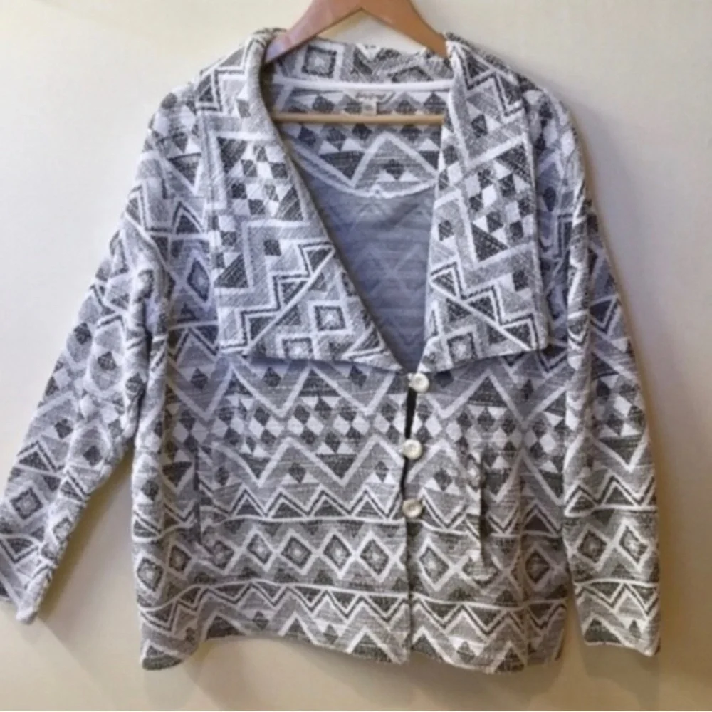 Lucky Brand Tribal Pattern Button Front Blazer Jacket Size M - Picture 3 of 13